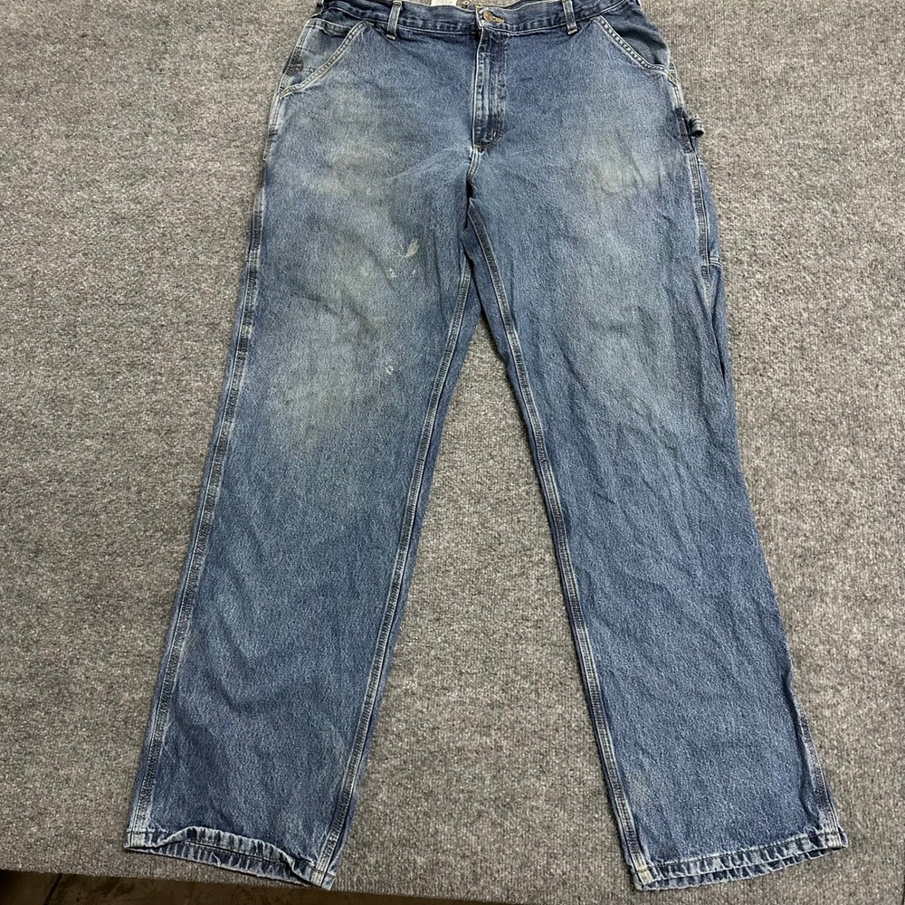 Carhartt Carpenter Jeans Mens Size 38x36 Blue Loose Original Fit Rugged Workwear
